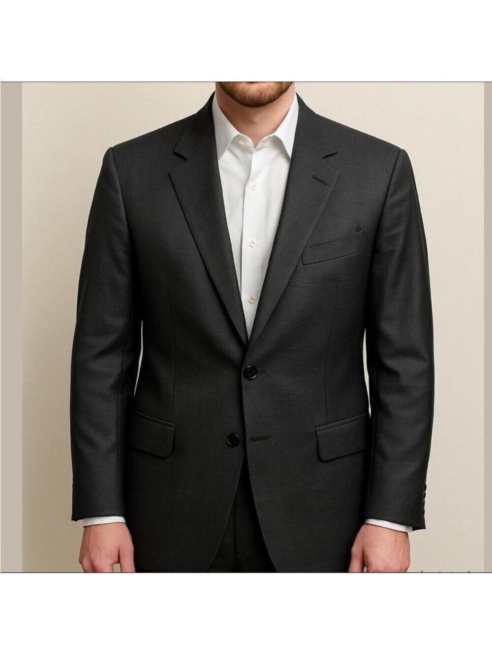 ERMENEGILDO ZEGNA 100% wool Men's Blazer lined flap pockets topstitch grey 44S